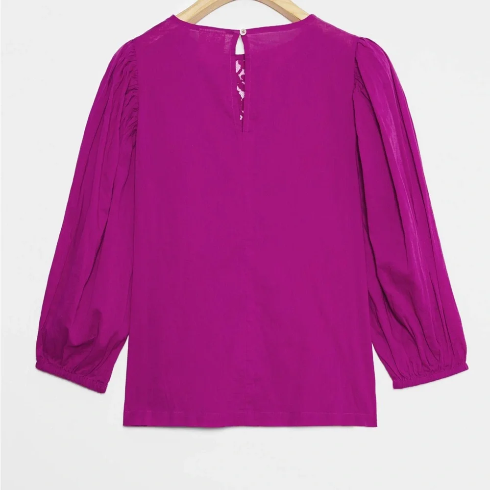 New Farm Rio Kelsie Purple Blouse Size Medium - Picture 3 of 16